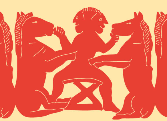 Ein Iberer mit zwei Pferden