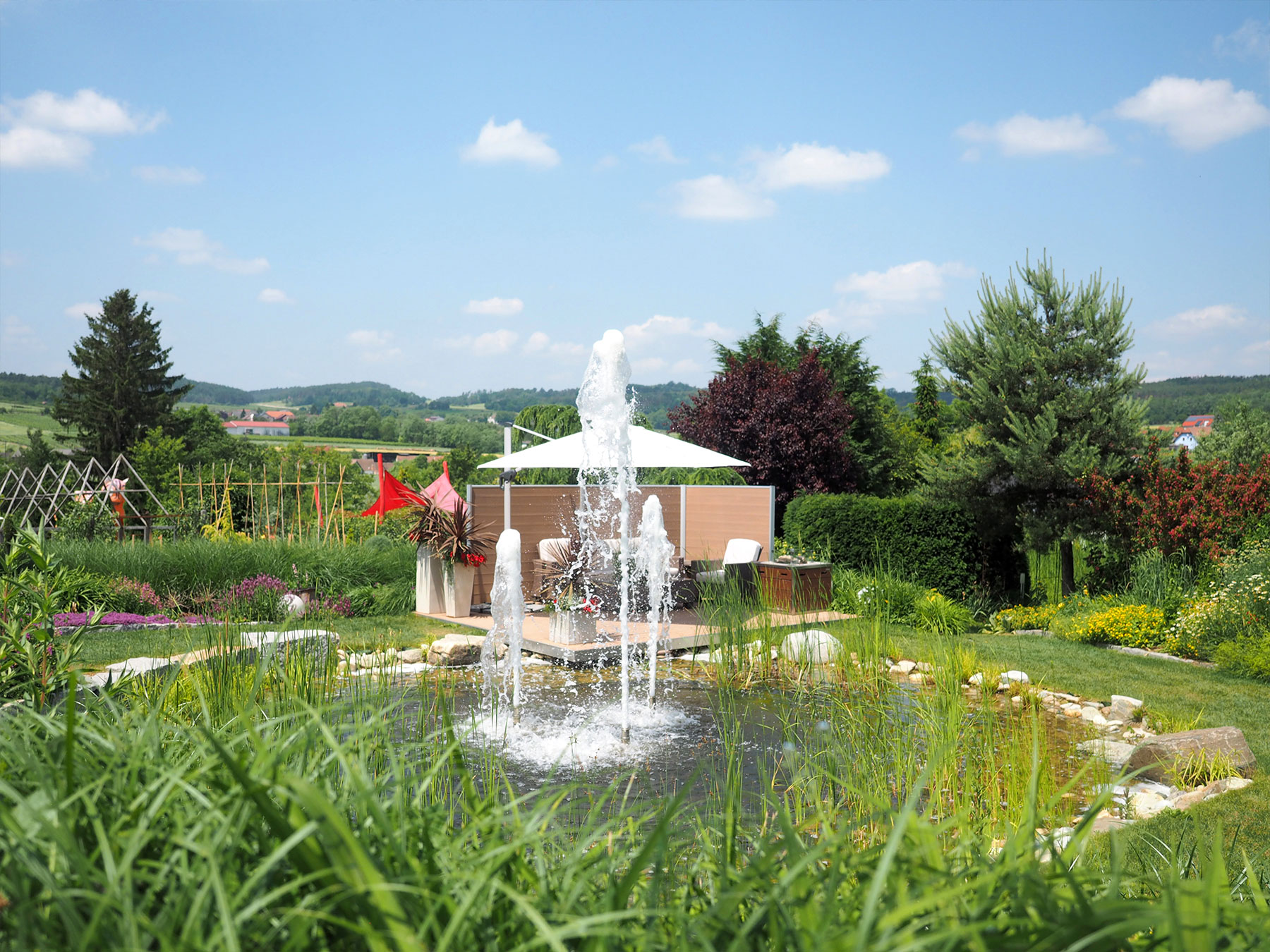 Wasserfontänen im Garten der Sehnsucht