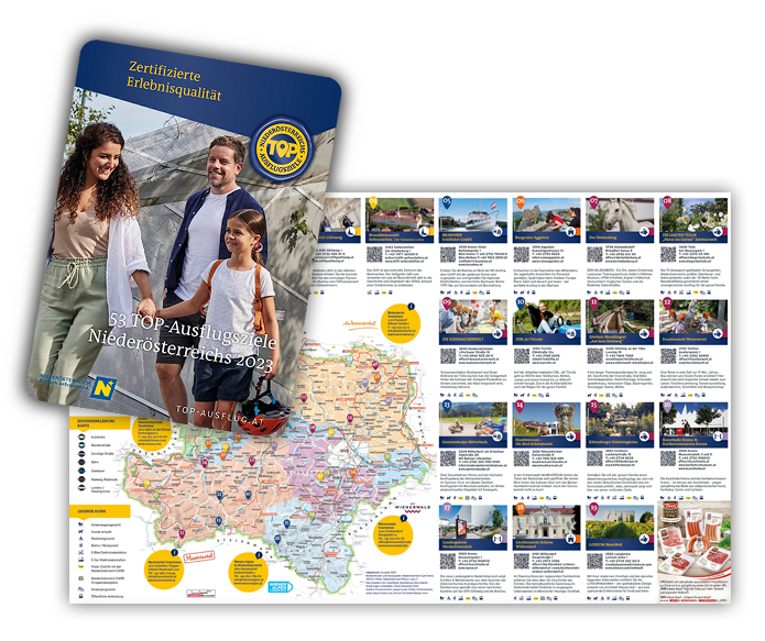 Die gedruckte Karte der Niederösterreichs Top Ausflugsziele