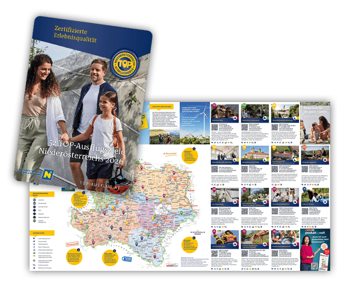Die gedruckte Karte der Niederösterreichs Top Ausflugsziele